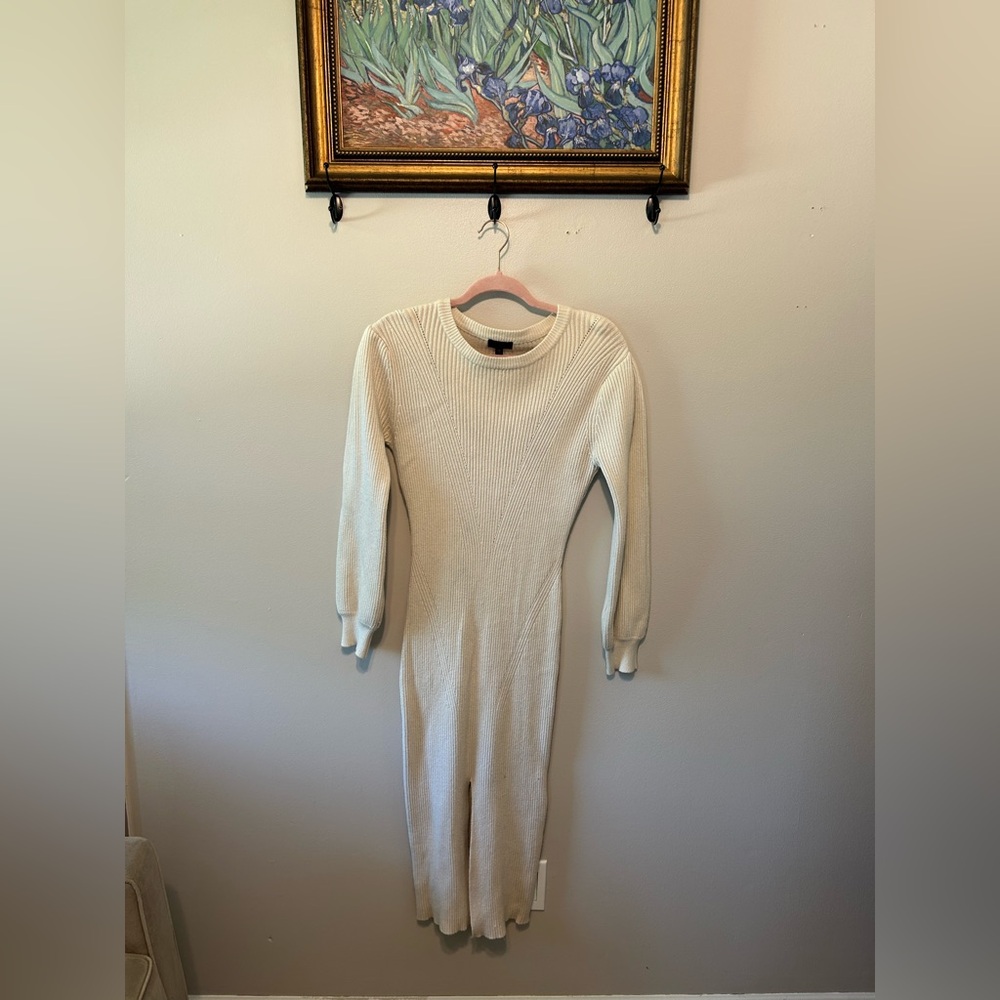 Elegant Cream Knit Sweater Dress size small